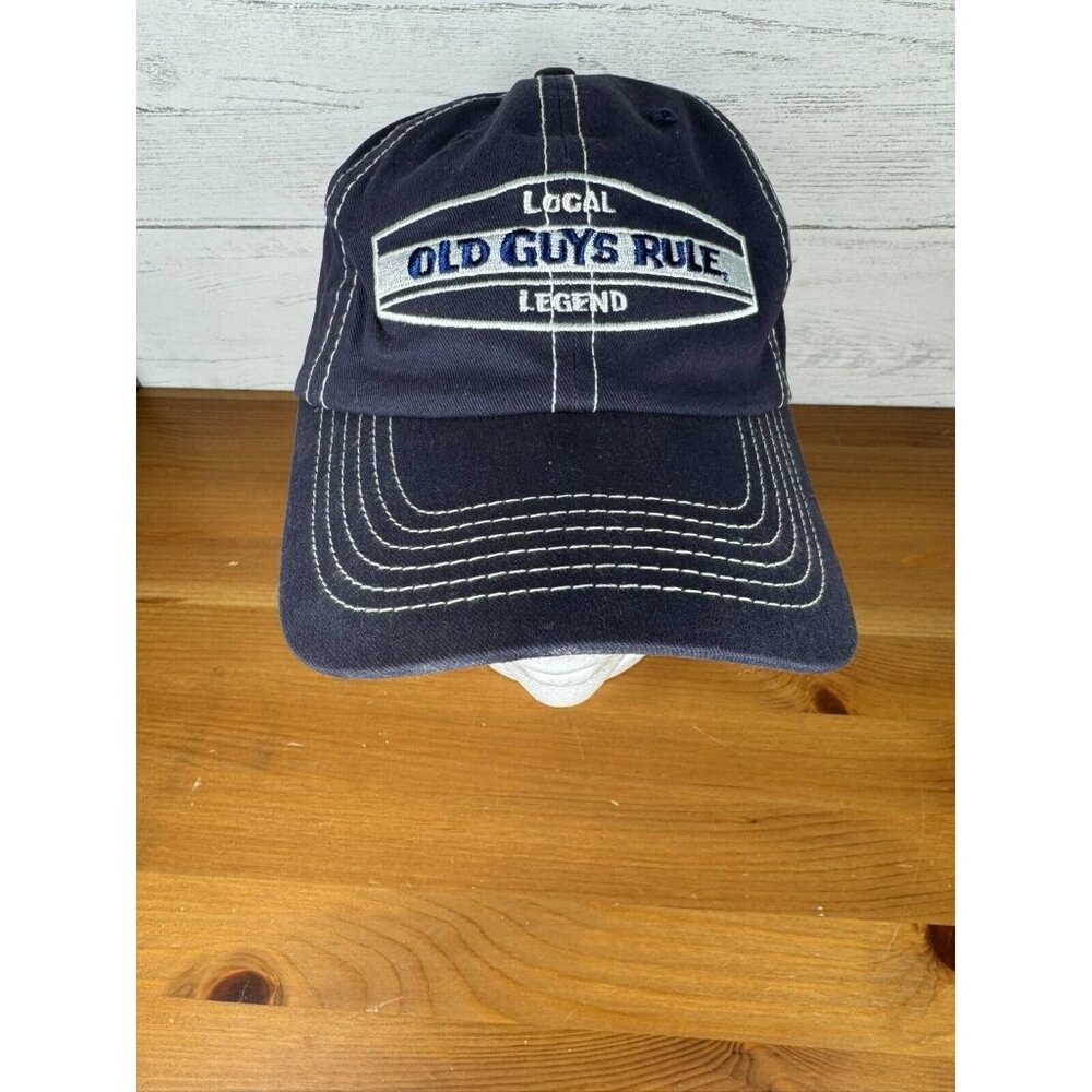 Old Guys Rule Hat Cap Local Legend Adjustable Strap Back One Size Navy Blue Logo
